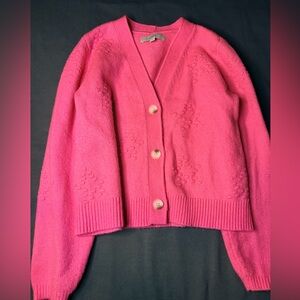 LOFT Fuchsia Button-Up Cardigan